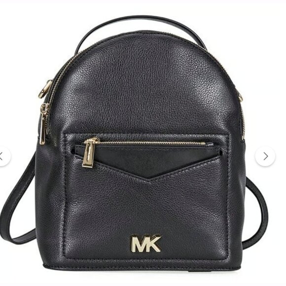 MK Michael Kors Jessa Small Black Pebbled Leather Convertible Backpack Crossbody - Picture 1 of 14